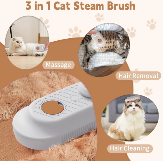 3-in-1 Misting Pet Grooming Brush with Handle