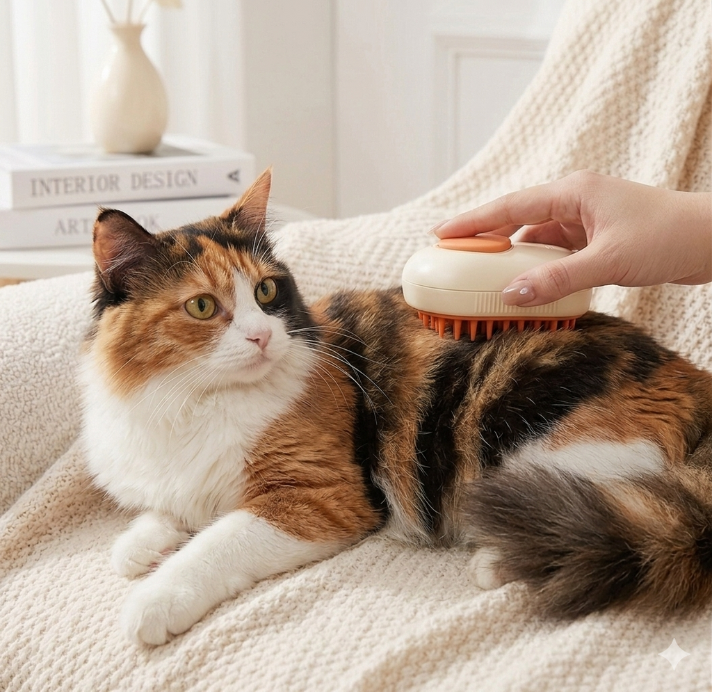 3-in-1 Ergonomic Misting Pet Grooming Brush