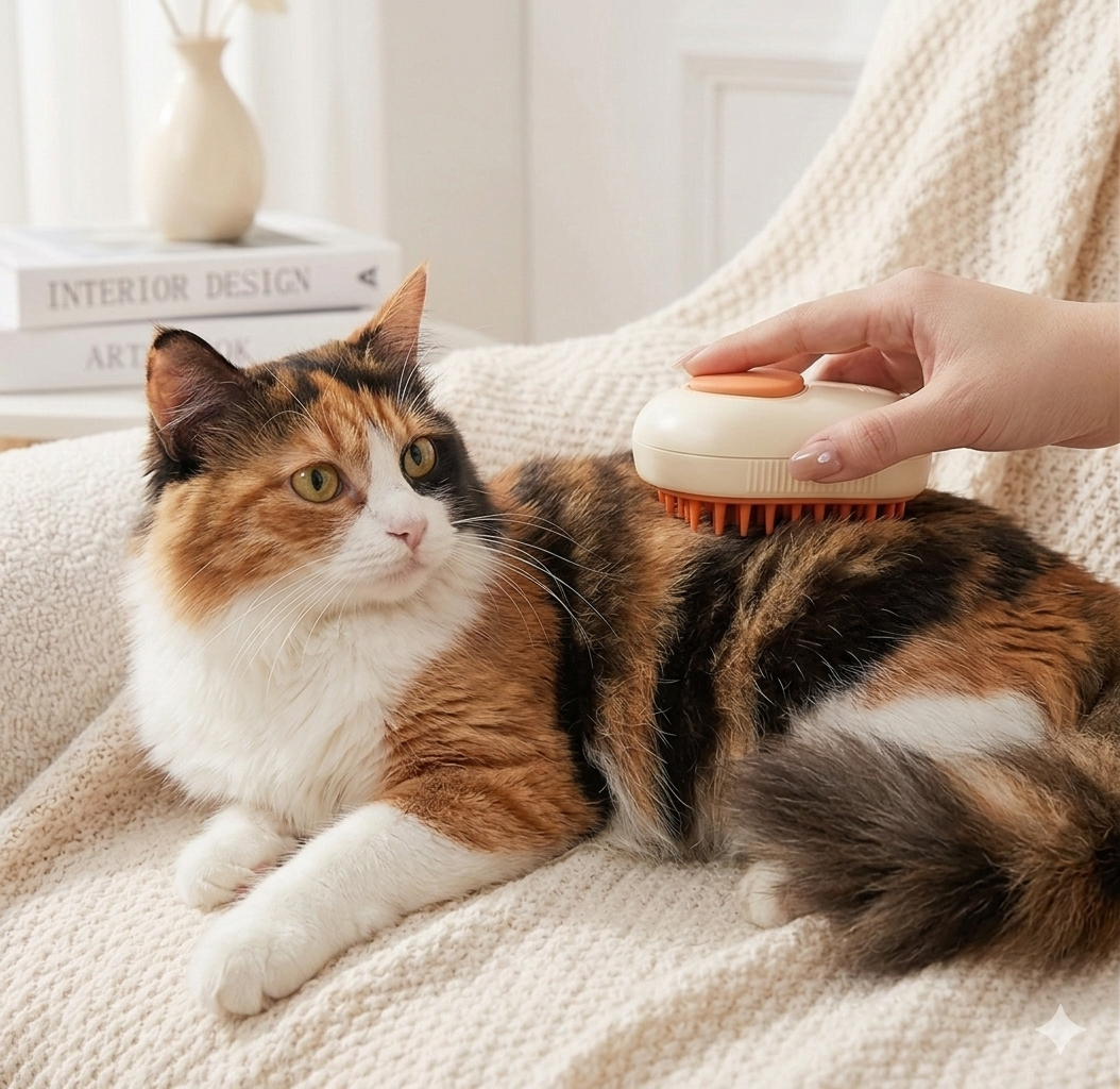 3-in-1 Ergonomic Misting Pet Grooming Brush