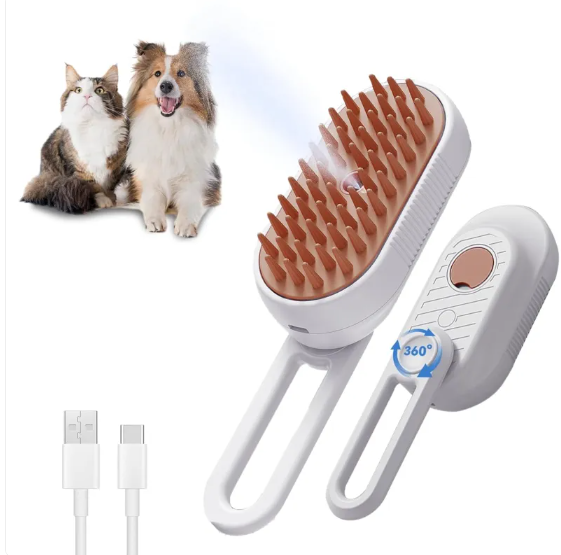 3-in-1 Misting Pet Grooming Brush with Handle